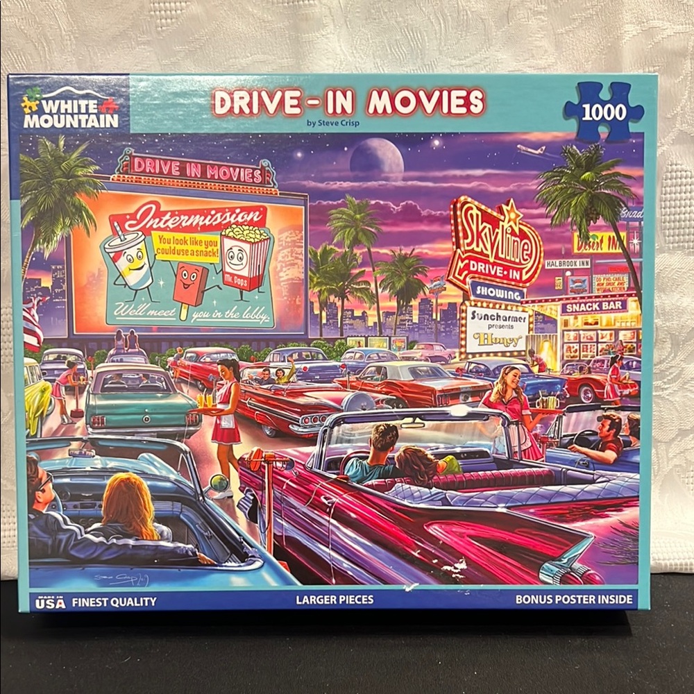 White Mountain 🔴2/$20🔴Puzzles Drive-In Movie 1000 Piece puzzle